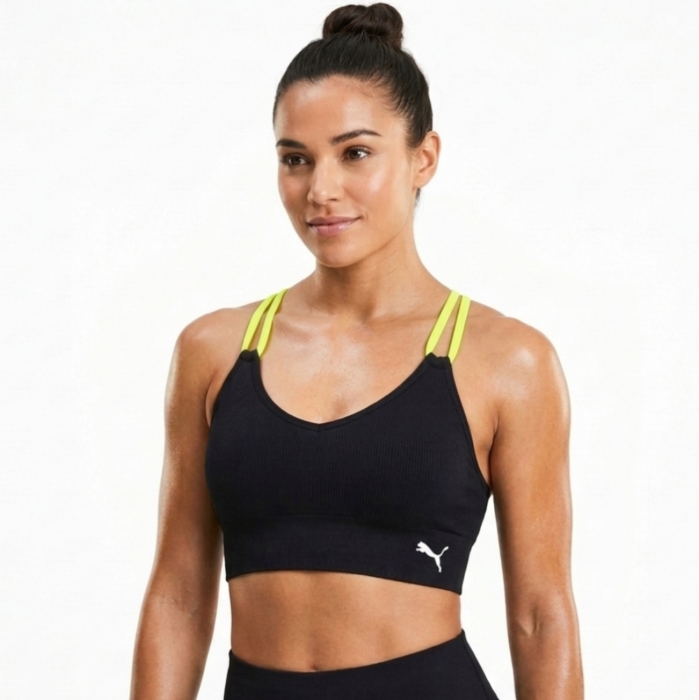 Ribbed Puma Bra with Neon Straps